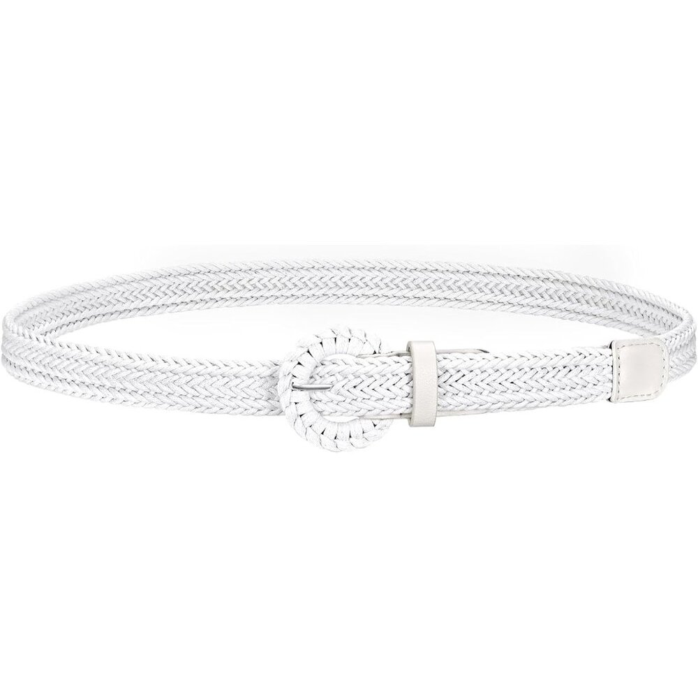Women's Braided Woven Boho Belt - Skinny Waist Strap for Summer Dresses & JeansW